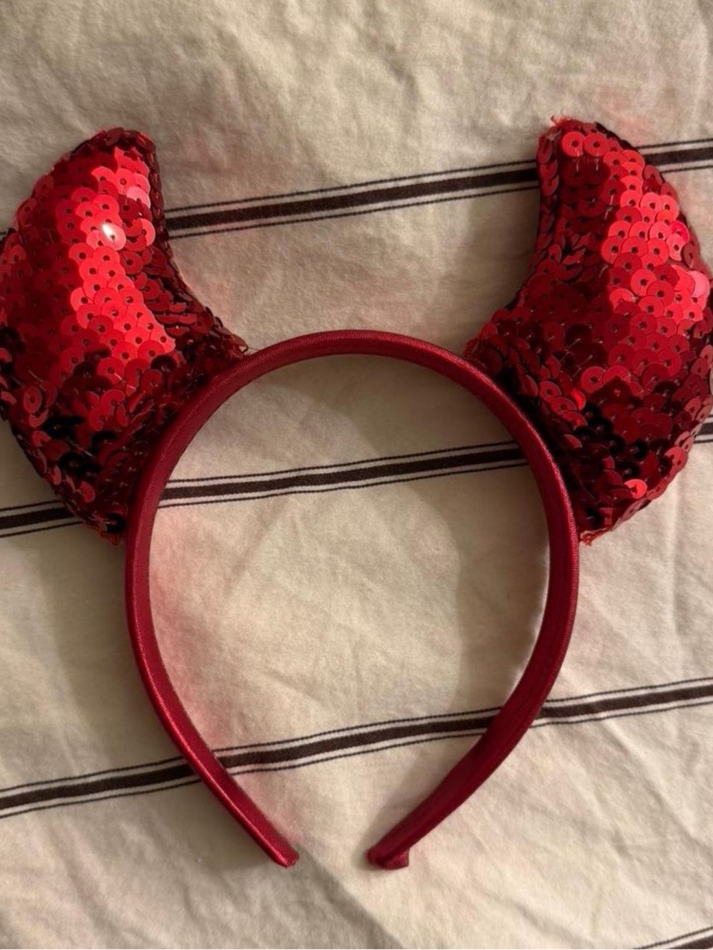 red sequin devil horns headband